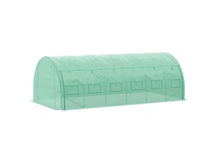 Serre de jardin serre tunnel 18 m² avec porte, parois latérales enroulables 12 fenêtres acier pe 4 x 3 x 2 m vert