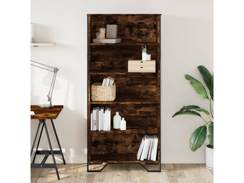  Bibliothèque, étagère de rangement chêne fumé 80x31x169 cm bois d'ingénierie  - Conforama C