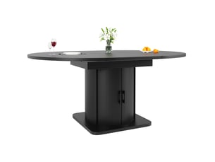 Table à manger extensible ronde à ovale 118-158x118x76 cm, 6 places, noire