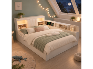 Lit banquette 140x200 cm <strong>MODERNLUXE</strong> <strong></strong> coloris blanc