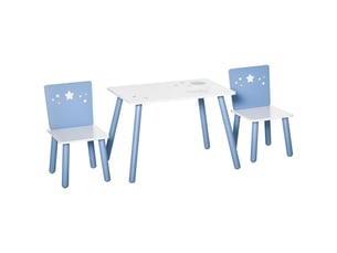 Table et chaises en bois pour garçons et filles de 2 à 4 ans, bleu et blanc