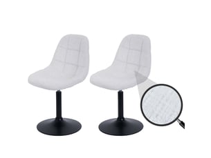 Lot de 2 chaises de salle à manger pivotantes 360° pied central en acier siège en tissu chenille crème 04_0009888