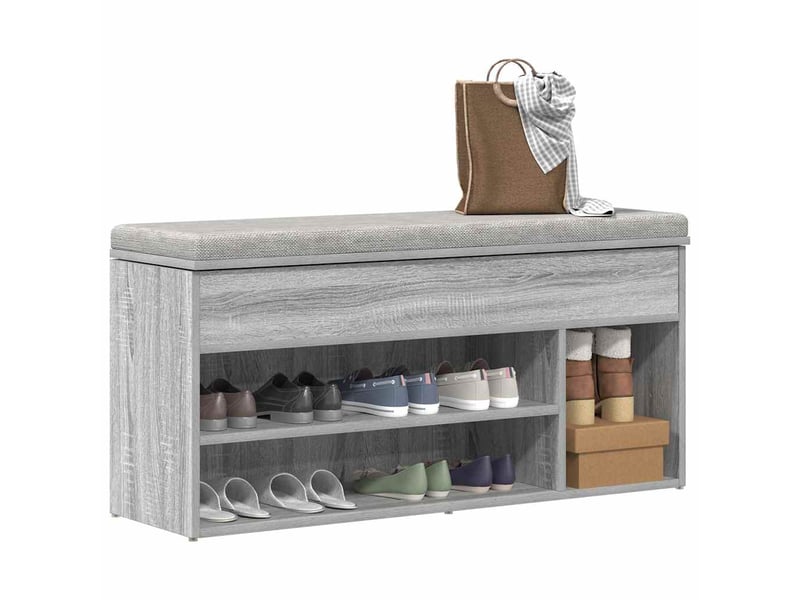  Banc à chaussures, meuble à chaussures sonoma gris 102x30,5x45 cm bois d'ingénierie  - Conforama B