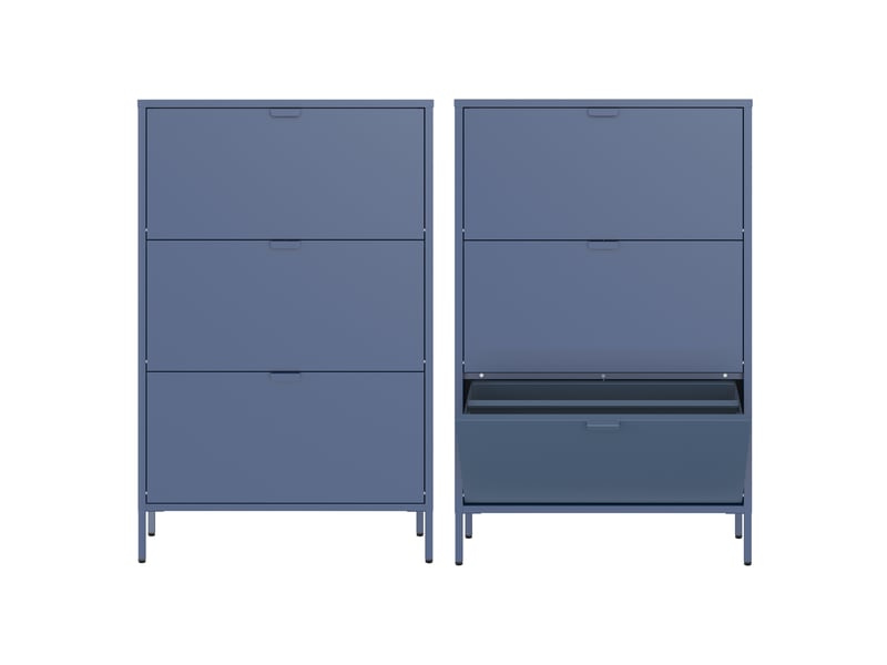 Meuble à chaussures 3 portes en métal bleu gris marion  - Conforama B