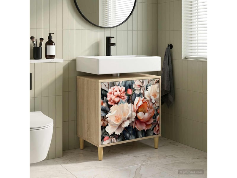  Armoire de salle de bain, meuble de rangement borne sonoma 60x40x60 cm  - Conforama B