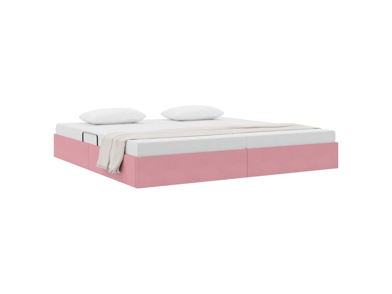 Lit double- lit adulte - cadre de lit ottoman avec stockage rose 200 x 200 cm velours - Conforama B