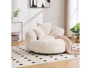 Fauteuil fixe <strong></strong> Velours côtelé beige
