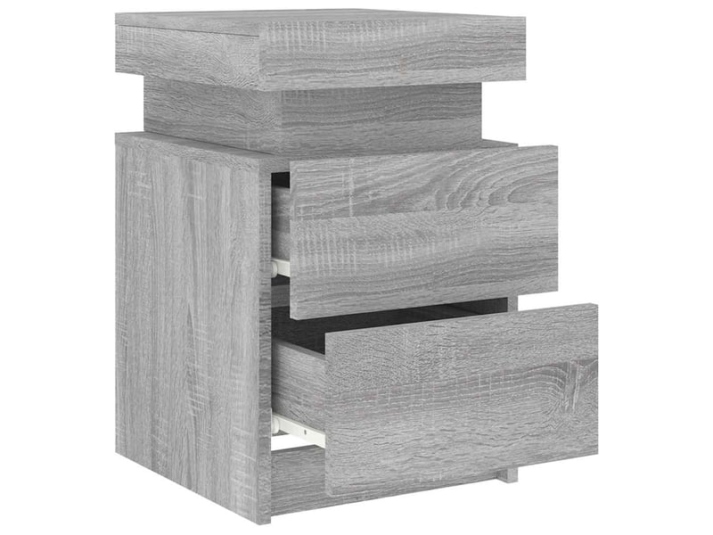 Table de chevet - cabinet de chevet - table de nuit avec lumières led sonoma gris 35x39x55 cm - Conforama E