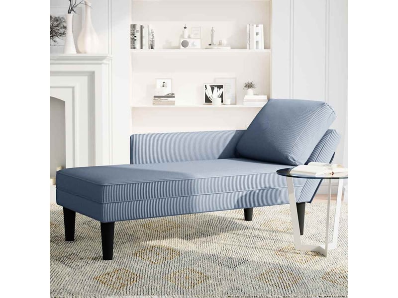  Chaise longue, chaise de salon avec coussin bleu tissu en velours côtelé cf28471  - Conforama C