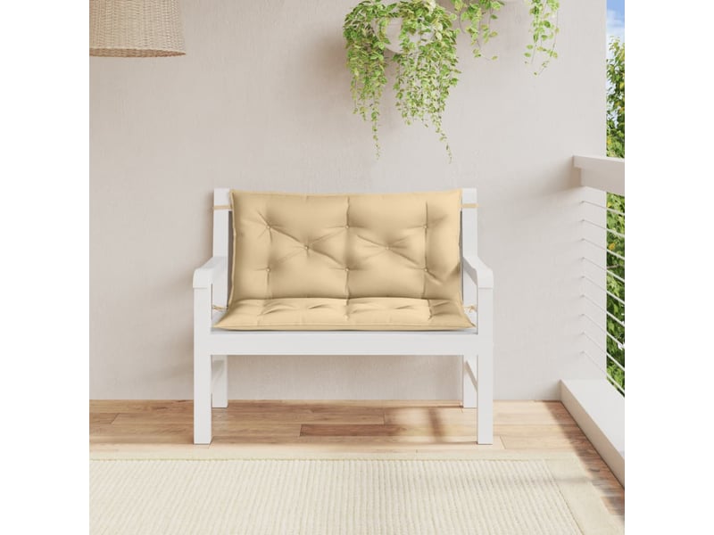  Lot de 2 coussins de banc de jardin, coussins d'assise beige mélangé tissu cf58628  - Conforama C