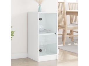 Buffet - armoire latérale avec portes en verre blanc 35x37x75,5 cm