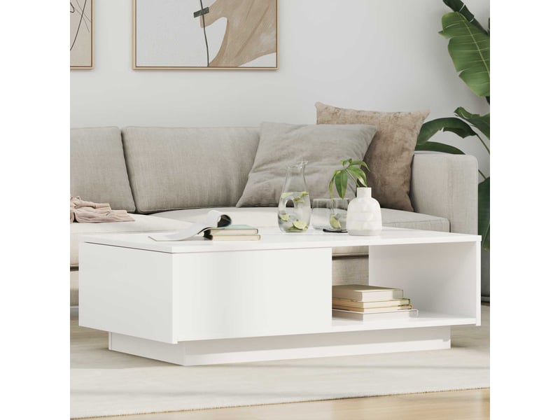  Table basse - table de salon - table à thé blanc 95 x 55 x 31 cm bois d'ingénierie  - Conforama B