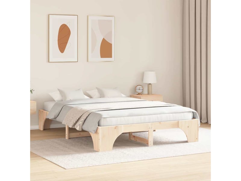 Lit double- lit adulte - cadre de lit naturel 140 x 200 cm pin massif - Conforama B
