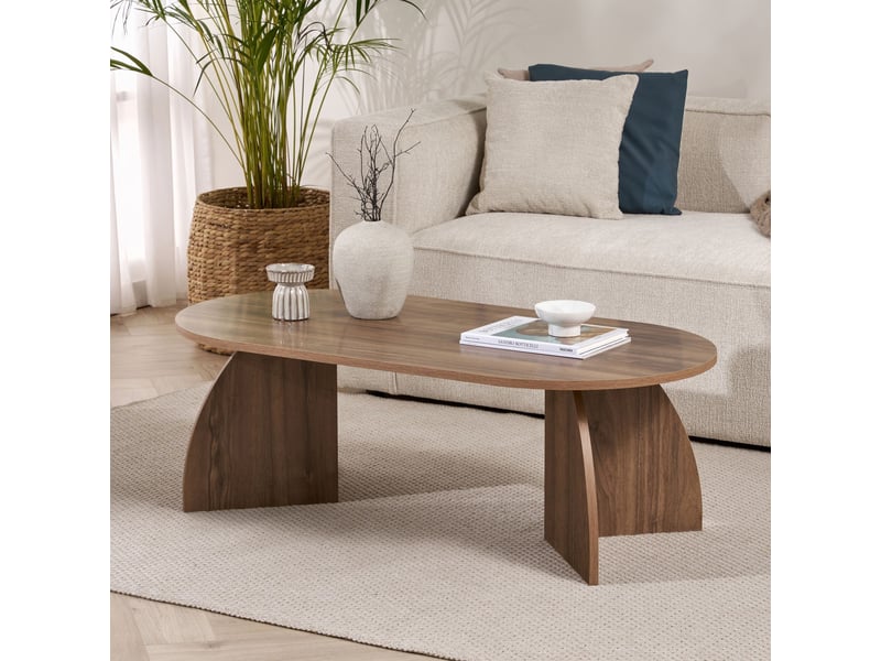  Table basse ovale couleur bois foncé 120 cm  - Conforama D