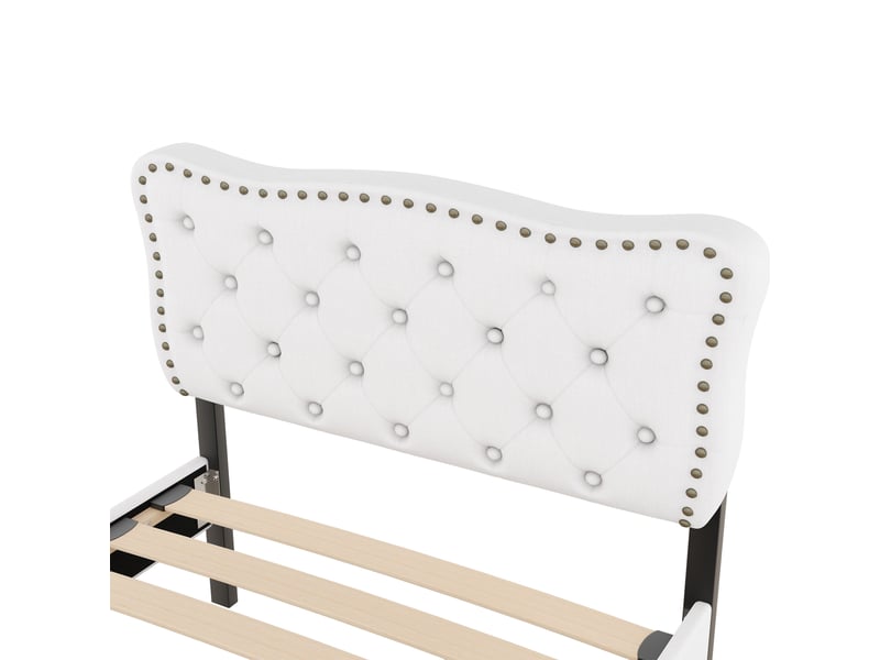  Lit avec rangement 90x200 cm en mdf avec tiroirs de rangement - beige  - Conforama E