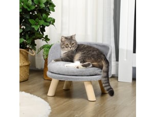 Canapé pour votre petit compagnon gris 40,5 x 40,5 x 33 cm avec coussin lavable et pieds en bois, pour le repos en intérieur