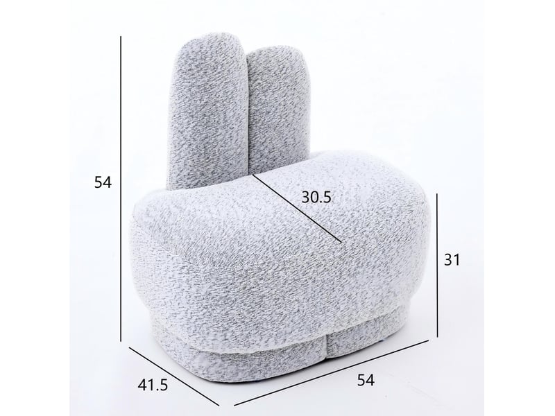  Pouf lapin 54x41.5x54 cm sans rangement tissu gris blanc  - Conforama C