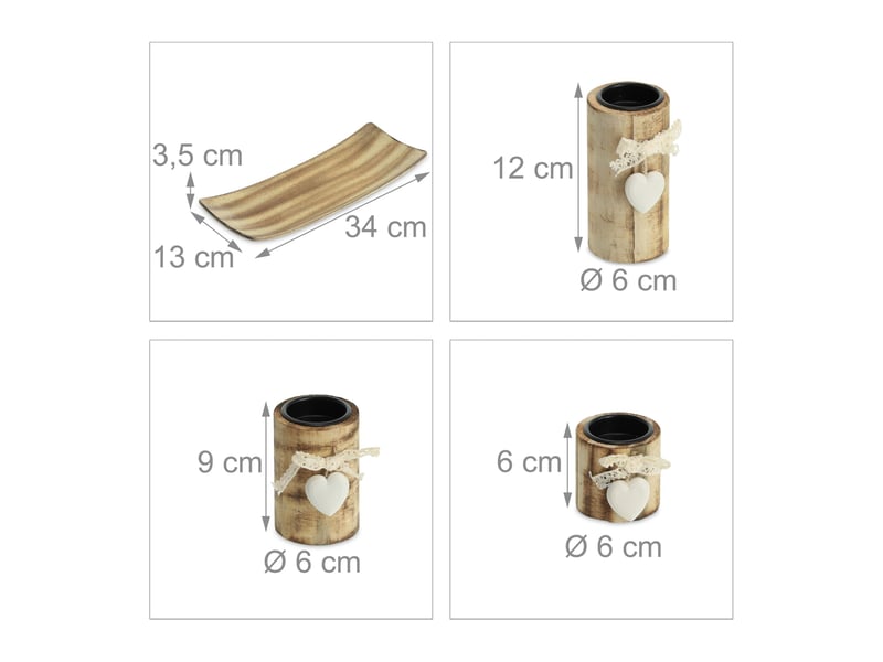  Lot de 3 porte-bougies décoratifs effet bois décor romantique cosy 30 x 10 x 10 cm en plastique marron 13_0011897  - Conforama B