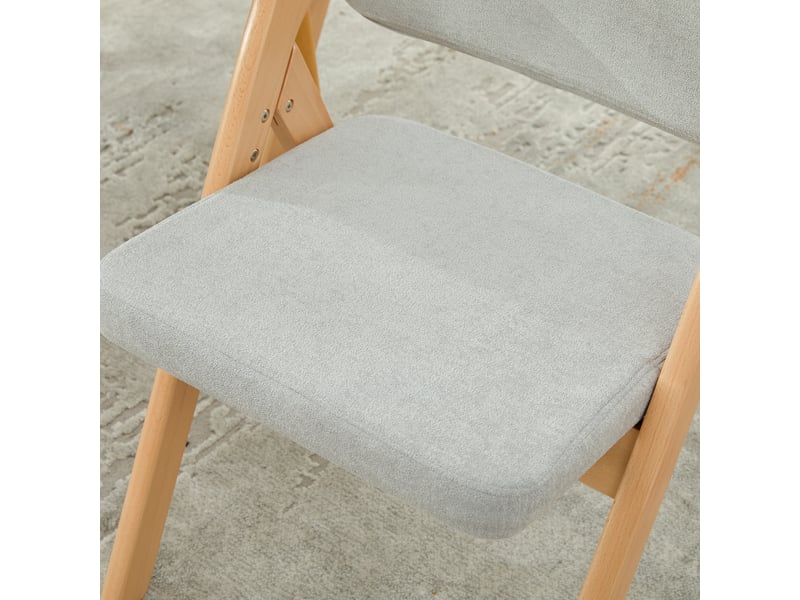  Lot de 2 chaises pliantes en hêtre massif et lin gris W5118P494897 - Conforama E