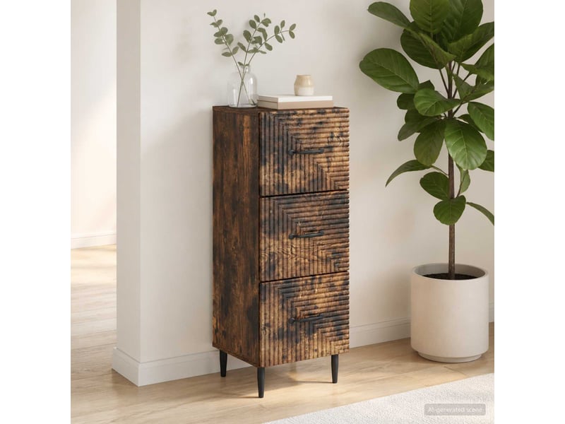  Armoire de rangement bureau, armoire à tiroirs chêne fumé 33 x 34,5 x 89,5 cm  - Conforama D