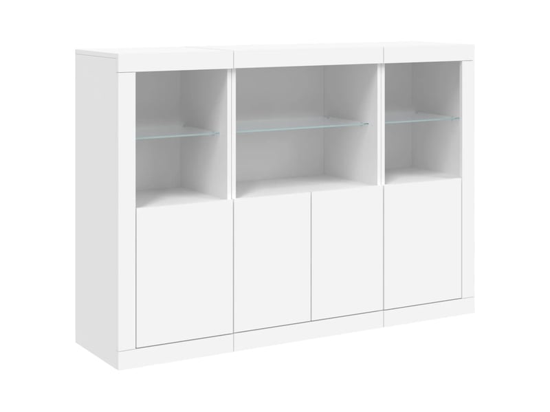  Buffets avec lumières led 3 pcs - bahut - meuble de rangement blanc bois d'ingénierie  - Conforama E