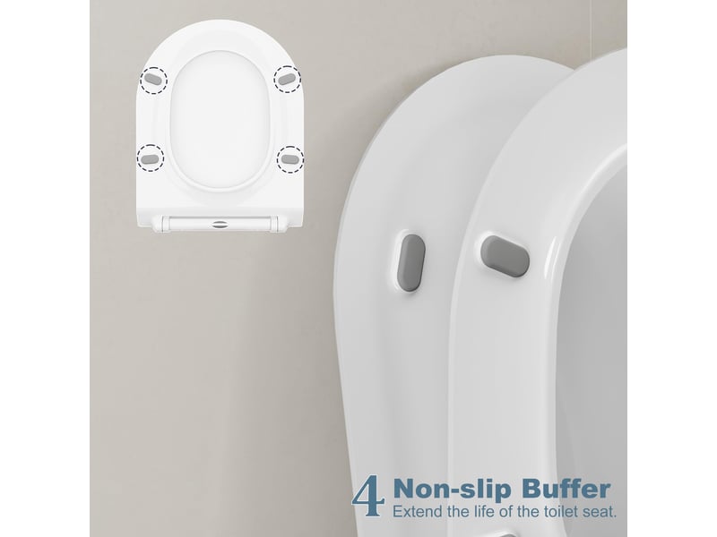  Abattant wc duroplast uf forme d court blanc, soft-close, quick-release, charnières inox réglables, design ultrafin double couche PHO_0R8PGD65 - Conforama E