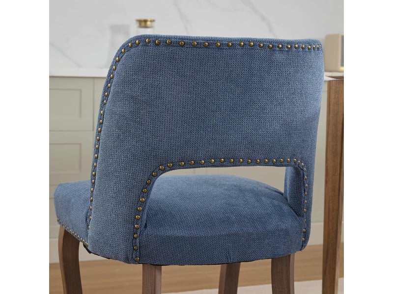  Lot de 2 chaises en bois avec revêtement en tissu bleu – design moderne et style campagne  - Conforama D