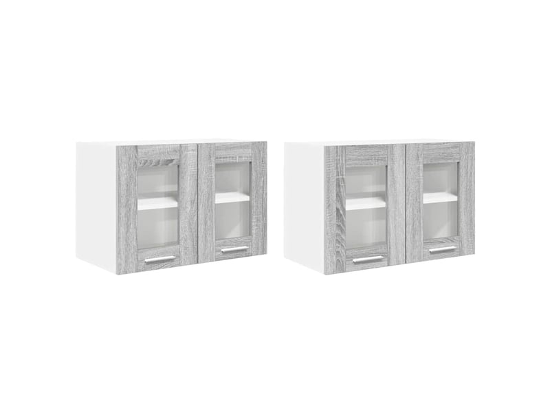 Meuble de rangement cuisine, armoire suspendue 2 pcs gris sonoma bois d'ingénierie shl2426 - Conforama A