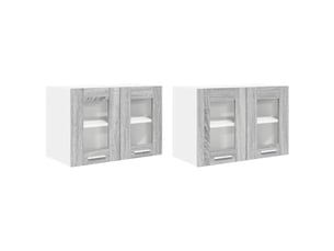 Meuble de rangement cuisine, armoire suspendue 2 pcs gris sonoma bois d'ingénierie shl2426