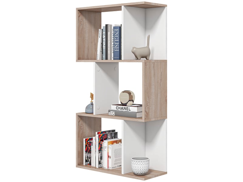  Bibliothèque de bureau moderne en bois, 3 étagères, 60 × 24 × 111,4 cm  - Conforama B