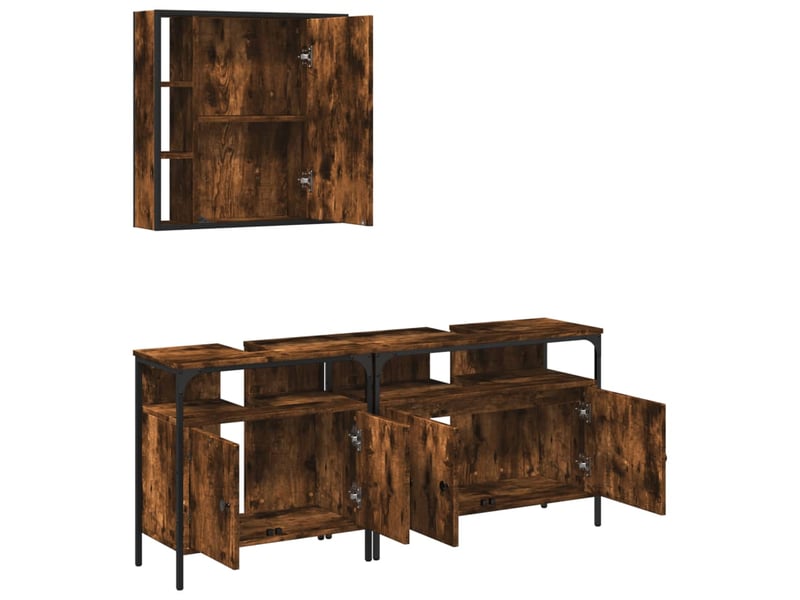 Ensemble d'armoires de salle de bain 3 pcs chêne fumé shl1376 - Conforama E