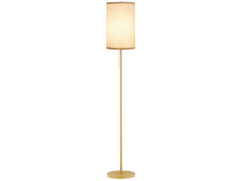  Lampadaire design 40 w max. Piètement mât acier doré abat-jour lin crème dim. 25,5 x 25,5 x 157 cm doré et beige  - Conforama B