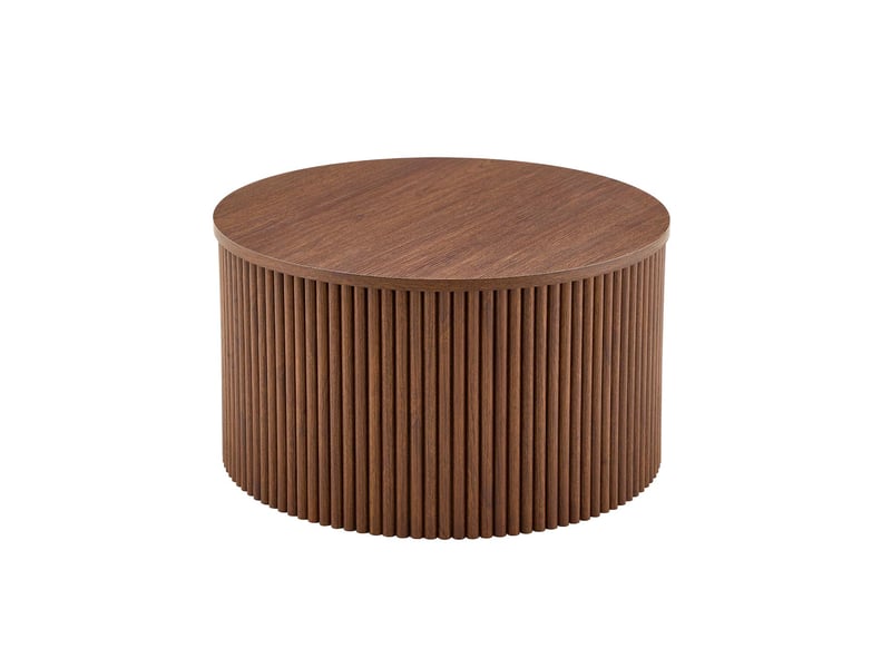  Lot de 2 tables basses gigognes rondes en mdf coloris noyer avec rangement - pangivo  - Conforama A