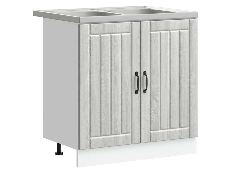 Meuble sous évier 2 pcs gris sonoma bois d'ingénierie - Conforama A