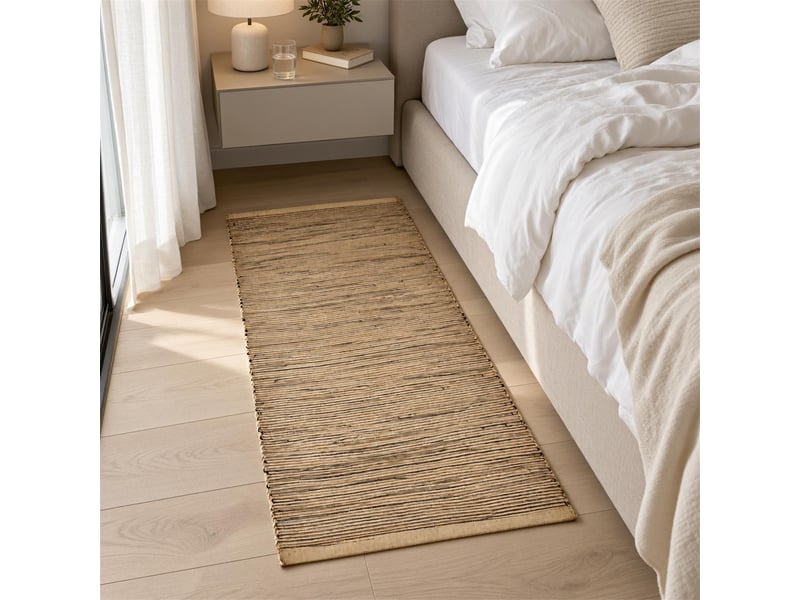  The white stone tapis kilim artisanal en coton 55x180 cm beige | style berbère traditionnel, tissage plat, uni | 100% coton, lavable en machine  - Conforama C