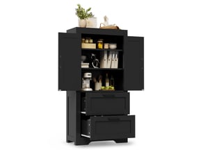 Buffet 1 porte(s) 2 tiroir(s) - 60 cm coloris noir
