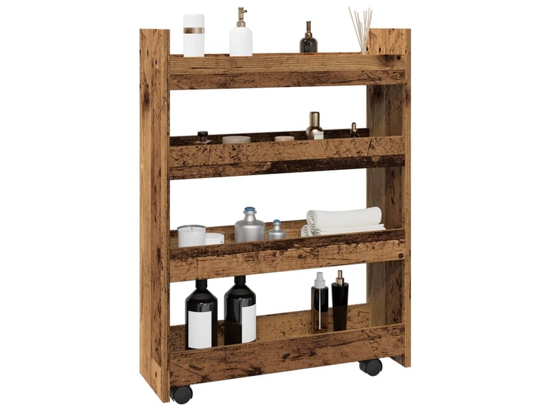  Chariot de rangement étroit pour bureau 4 niveaux vieux bois  - Conforama B