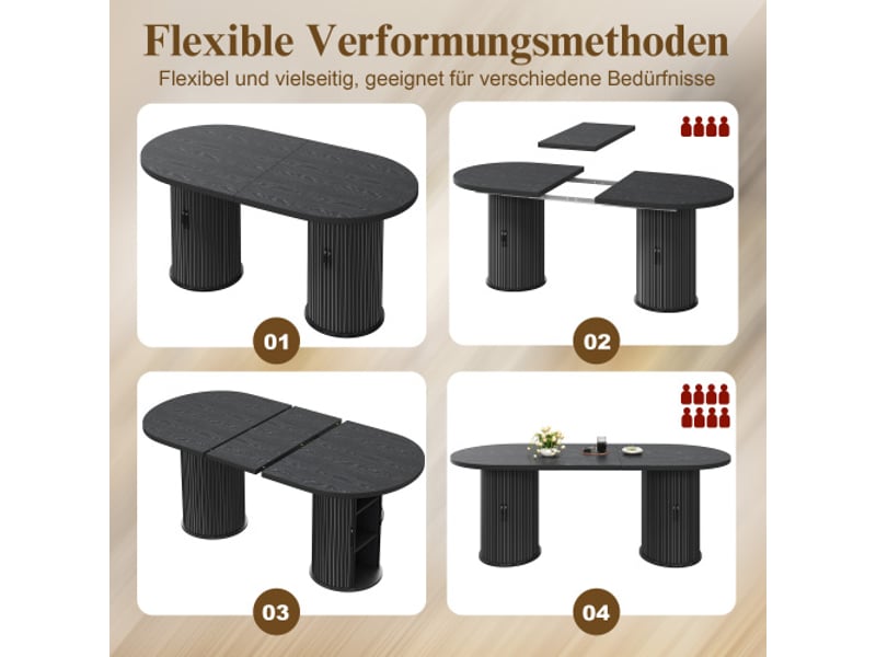 Table extensible noire 150-190 cm – table de cuisine polyvalente, poignées métalliques, gain de place, rangement caché - Conforama D