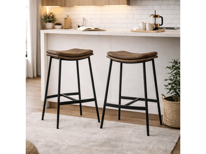  Lot de 2 tabourets de bar – style industriel – repose-pieds  - Conforama B