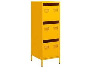 Buffet haut - bahut - meuble de rangement jaune moutarde 39x35x103,5 cm acier