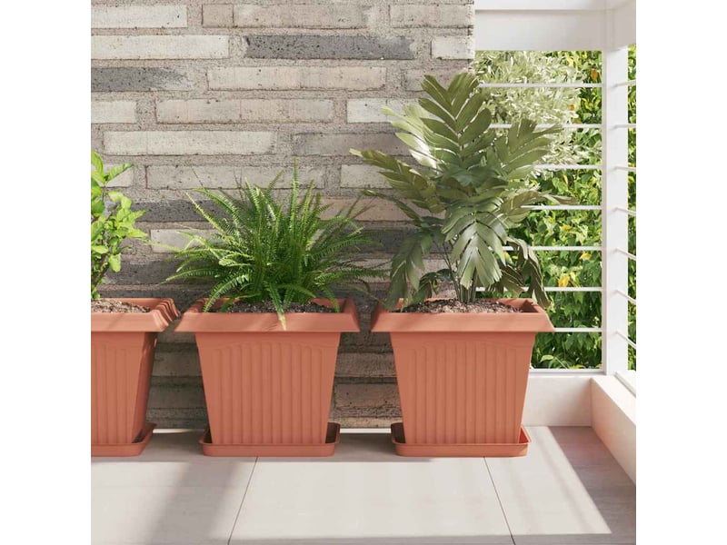 Jardinière - pot de fleurs carré 6 pcs rouge brique 33 x 33 x 26 cm plastique - Conforama B