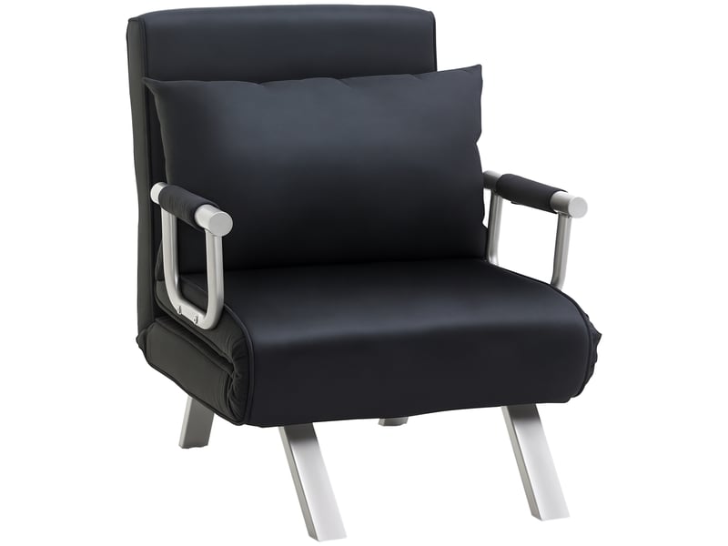  Fauteuil convertible 1 place avec dossier réglable et coussin noir 65 x 69 x 80 cm  - Conforama A