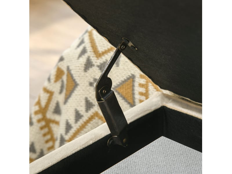  Banc de rangement 110 x 44 x 49 cm beige en polyester, couvercle relevable, pieds en acier doré  - Conforama E
