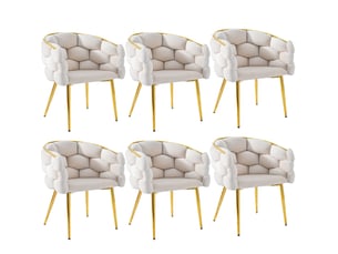 Lot de 6 chaises de salle à manger 44.5x46x74 cm dossier confortable tissu velours acier beige