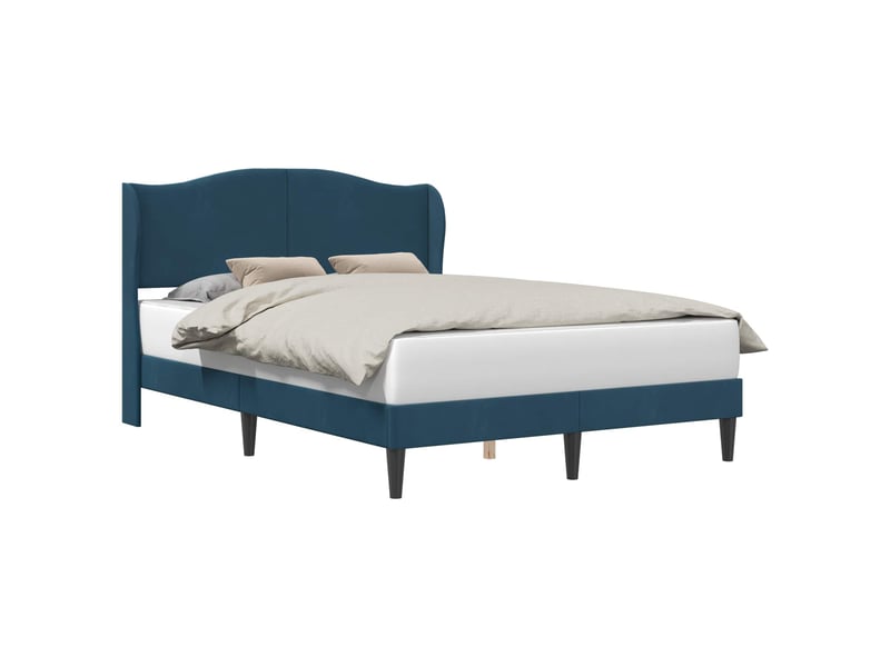 Lit double- lit adulte - cadre de lit avec tête de lit bleu 160 x 200 cm velours - Conforama A