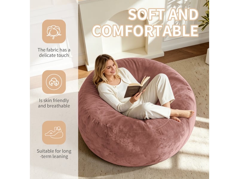  Pouf repose-pieds | rose, velboa, mélange polyester, 90x90x50 cm, confort supérieur, garnissage mousse mémoire  - Conforama B