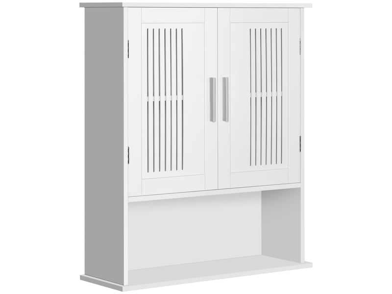  Armoire murale de salle de bain 2 portes étagère réglable mdf blanc 60 x 20 x 70 cm  - Conforama A