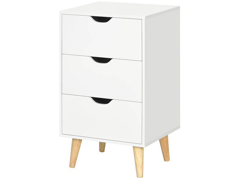  Table de chevet table de nuit avec 3 tiroirs, style scandinave pour chambre à coucher, salon, 40 x 35 x 68,5 cm, blanc  - Conforama B