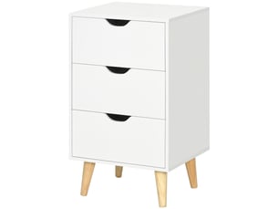 Table de chevet table de nuit avec 3 tiroirs, style scandinave pour chambre à coucher, salon, 40 x 35 x 68,5 cm, blanc