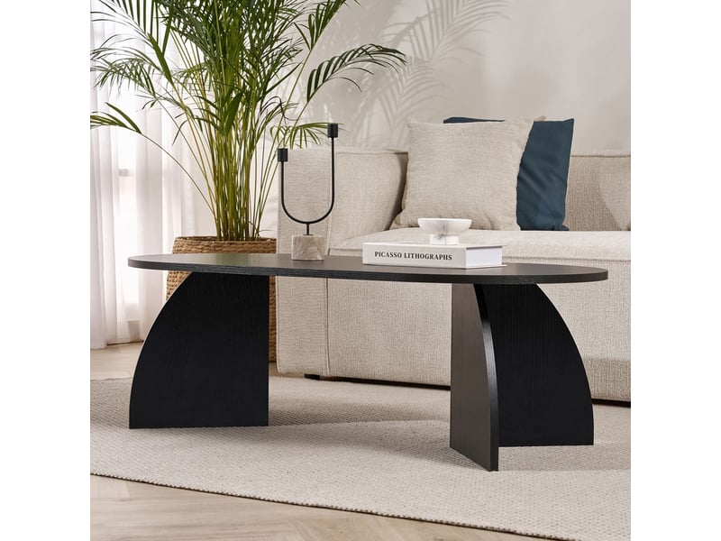  Table de salon moderne en bois 120x60 melina - noir  - Conforama E